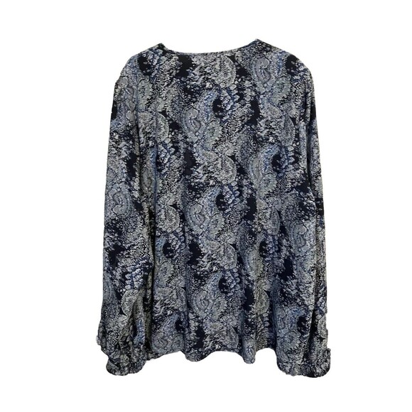 NWT Joie Long Sleeve Blouse Size XXL Women Blue Floral Peasant Top string tie - Picture 4 of 4